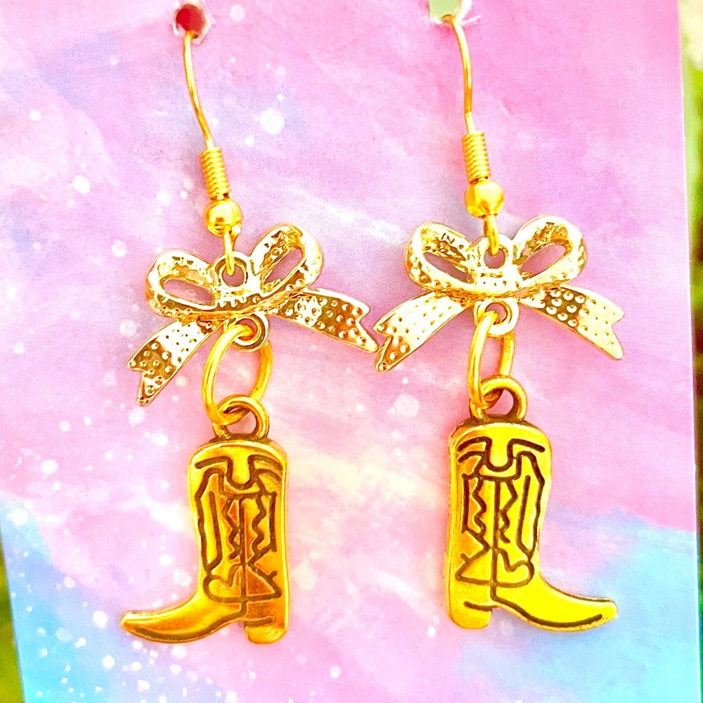 Gold Cowboy Boot Earrings